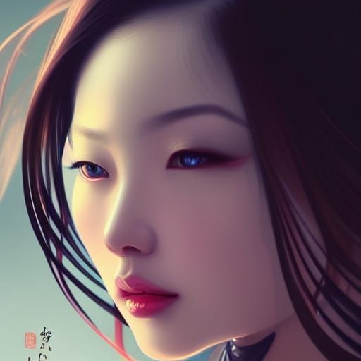 Beautiful Chinese Woman Portrait in Hyperdetailed Style