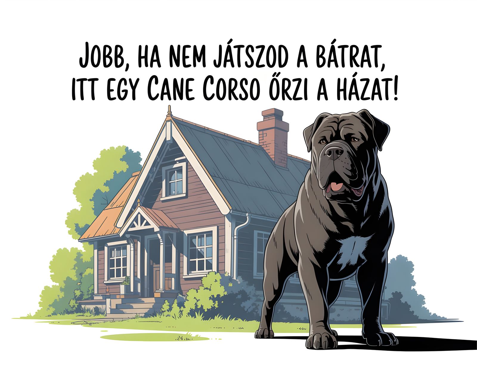 Cane Corso Guards Cottage House in Anime Style