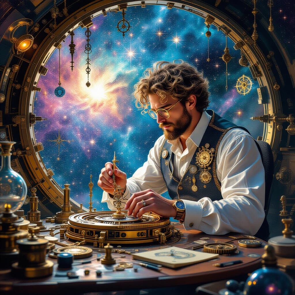 Celestial Clockmaker's Stardust Timepiece