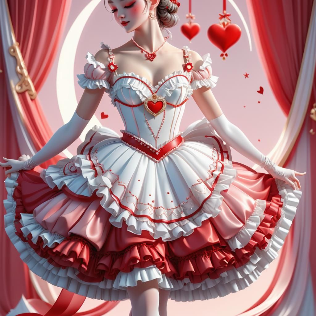 Anime Ballerina with Crescent Moon Decorations
