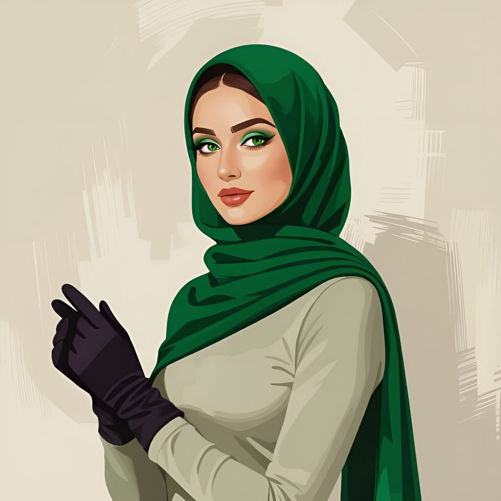 Elegant Hijabi Portrait in the Style of Old Masters