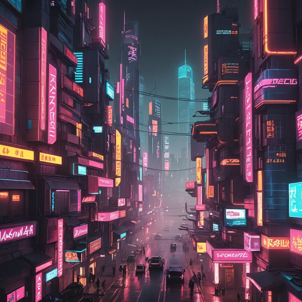 Neon Word Art in Cyberpunk 2099 Style