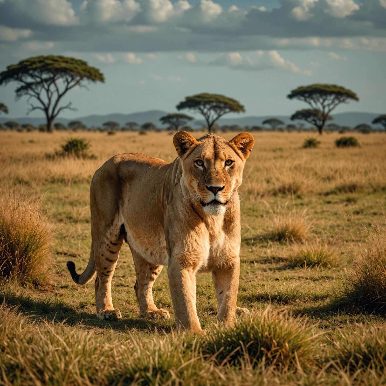 Lioness in African Grasslands