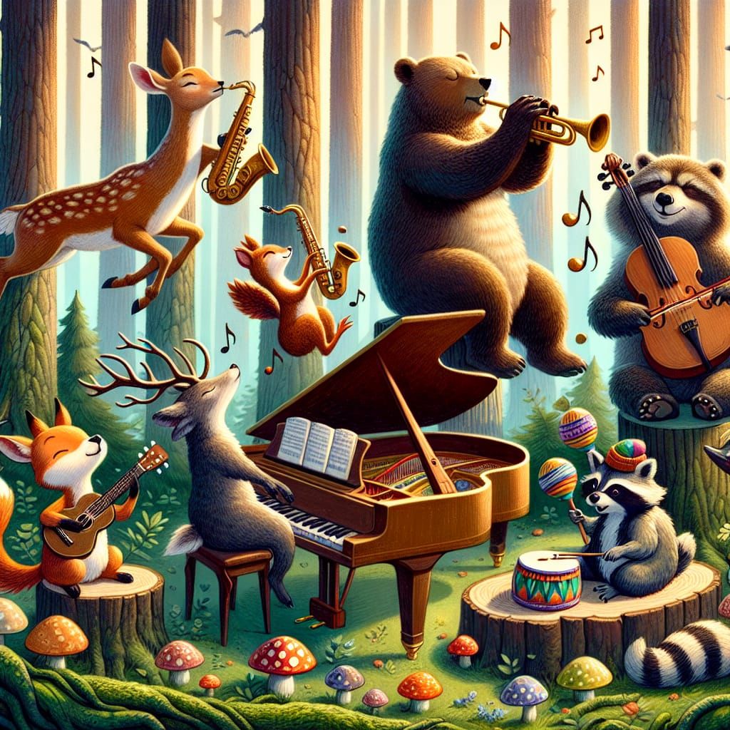 Enchanted Forest Symphony of Musical Animals