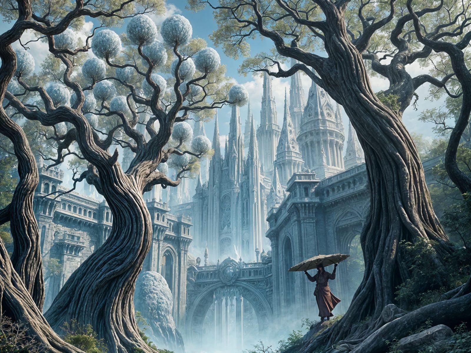 Mythical Urban Megastructure in a Fantasy Forest
