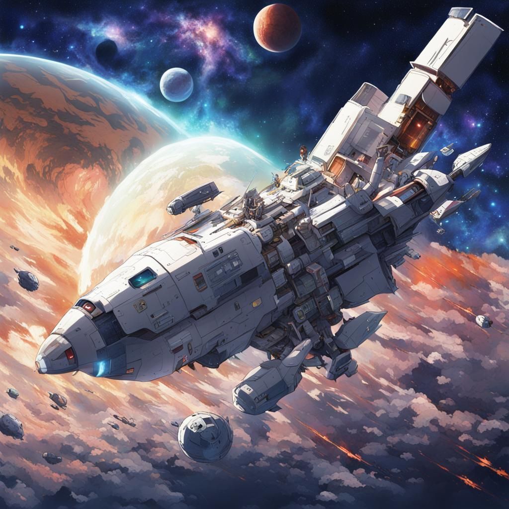 Anime Style Space Scene, Digital Manga Art