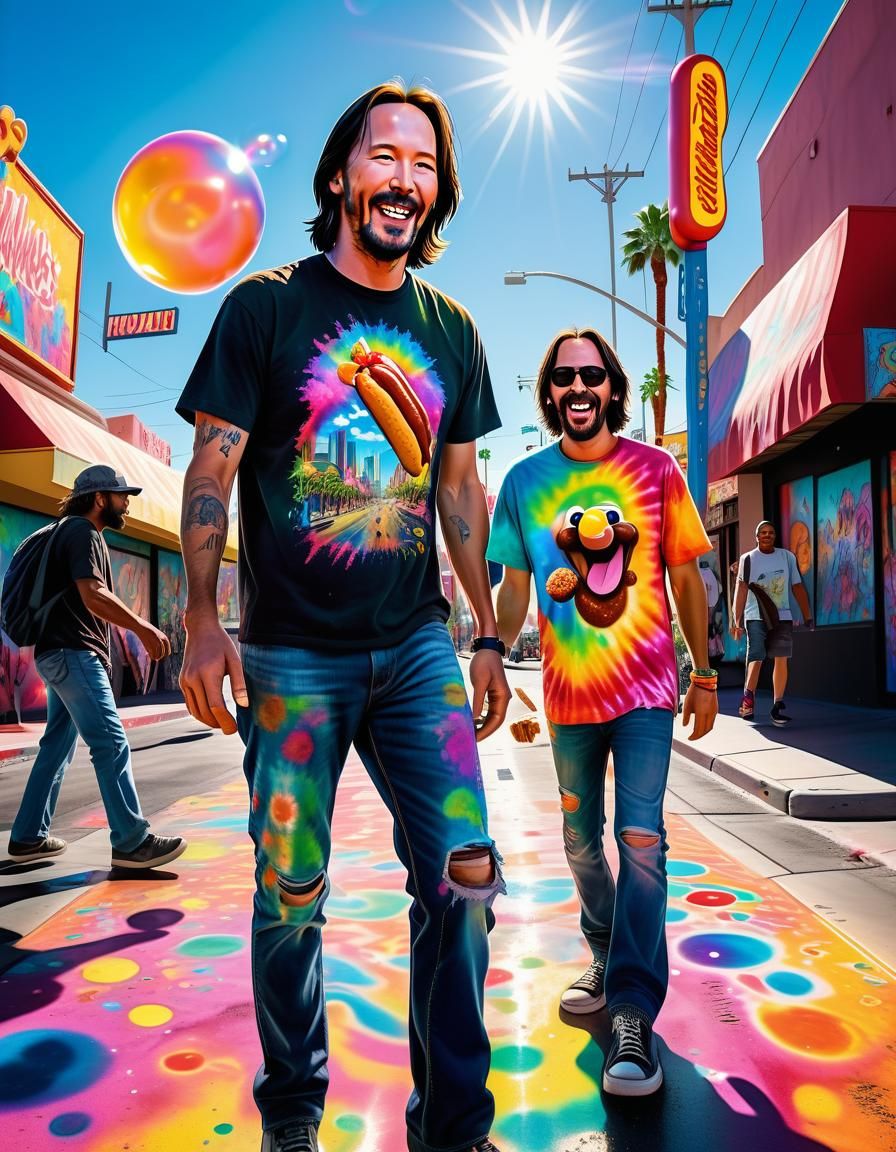 Psychedelic Street Art: Keanu Reeves in Las Vegas
