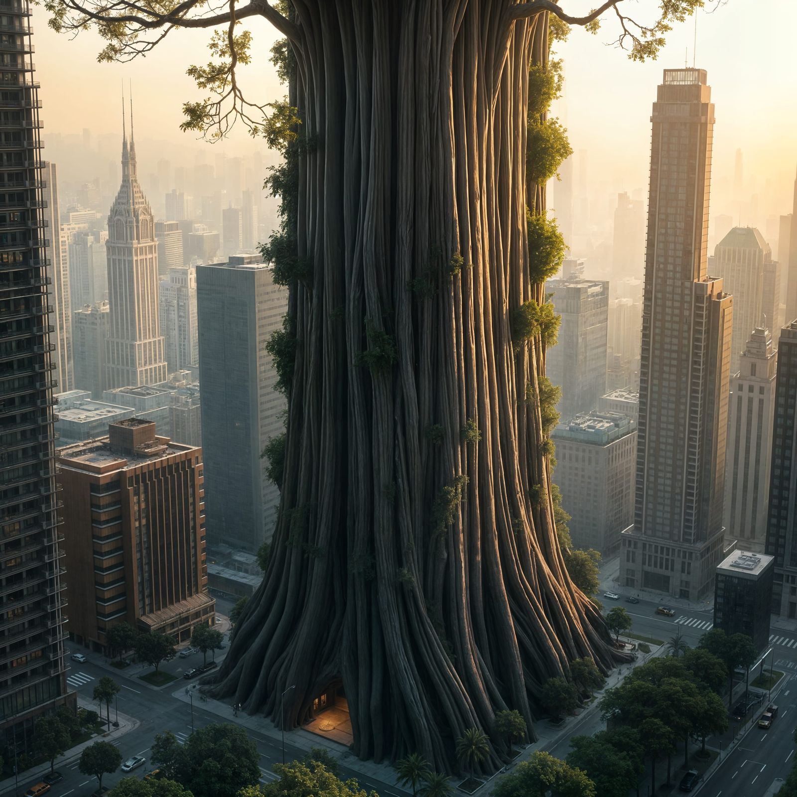 Mystical Cityscape at Dawn: The Green Hotel