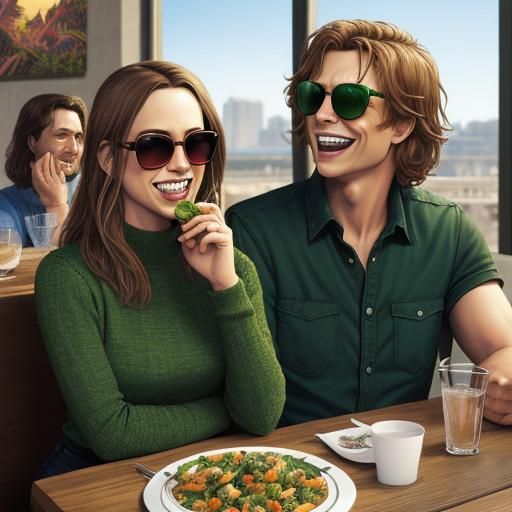 Women in Green Jeans: Comic Book Restaurant Scene