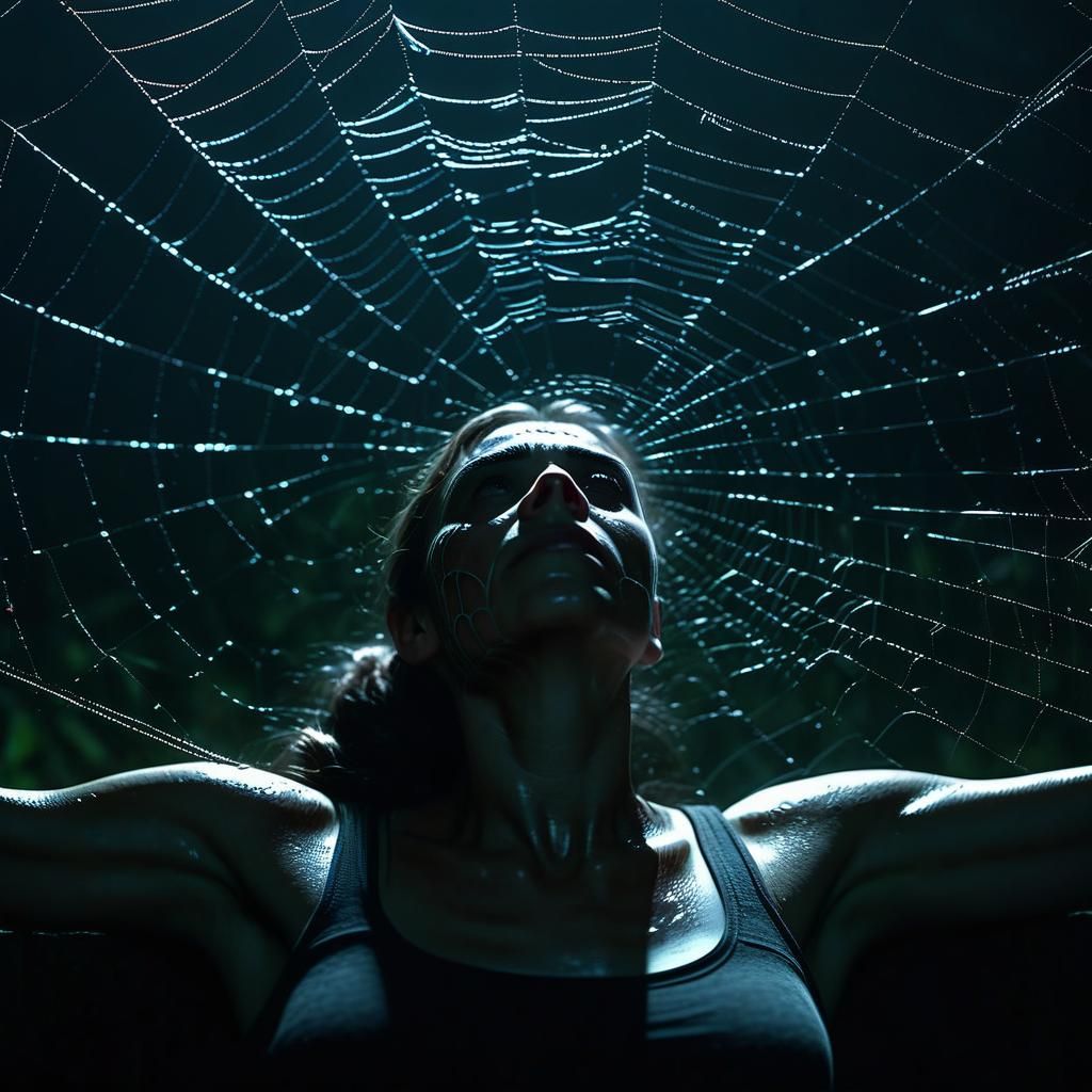 Woman in Spiderweb: A Dark Cinematic Still
