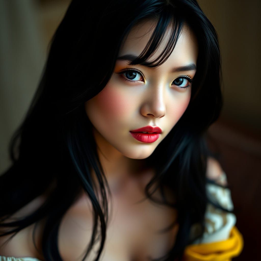 Porcelain Beauty in Majestic Studio Lighting