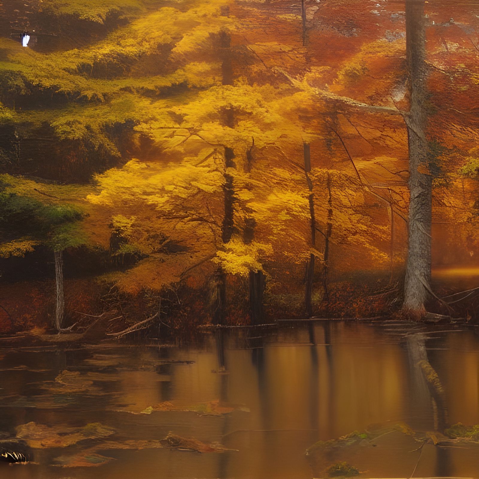 Golden Autumn Wolf: Oil Painting