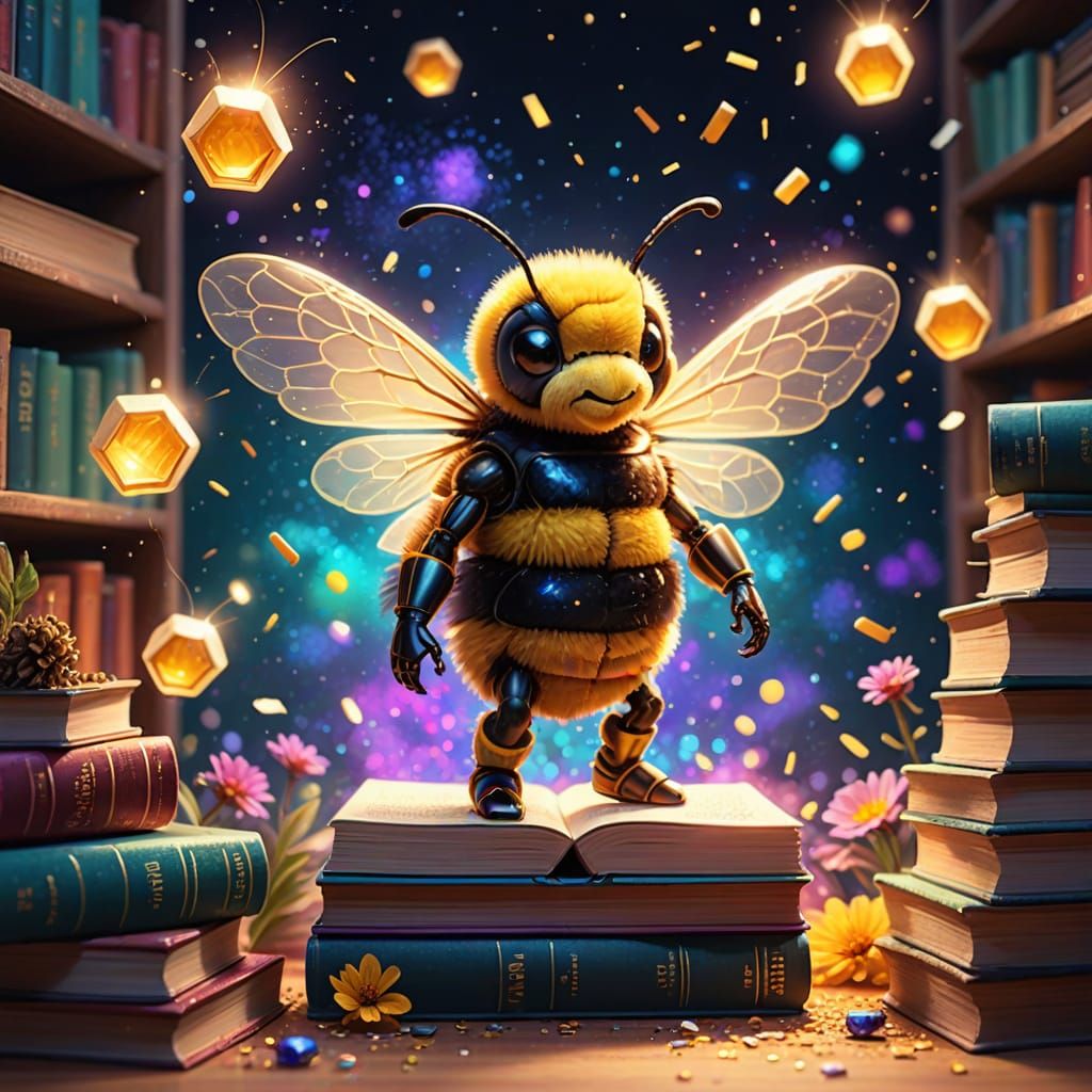 Whimsical Bee Gym Scene in Vibrant Dreamy Colors