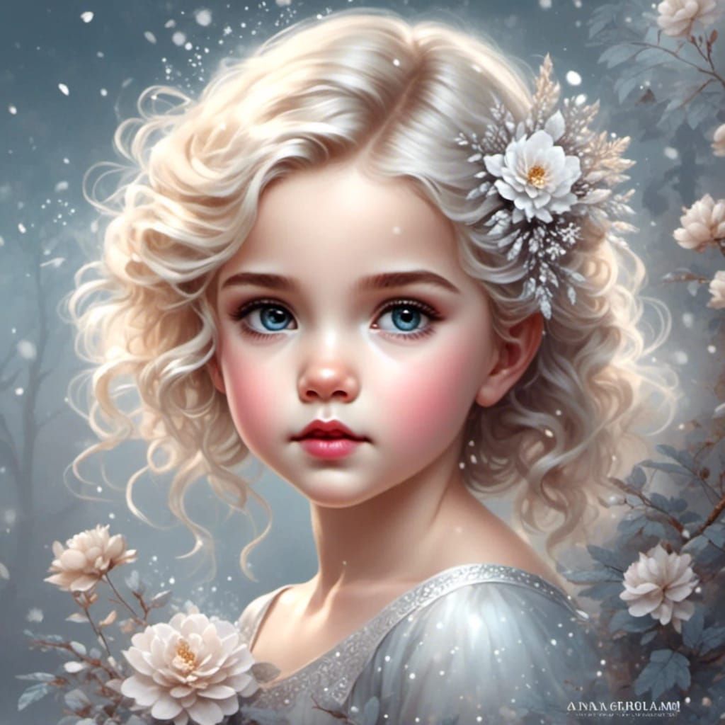 Girl in Silver Dress, Oil Painting Illustration