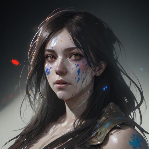 Hyperdetailed Paint Splatter Portrait in Unreal Engine 5