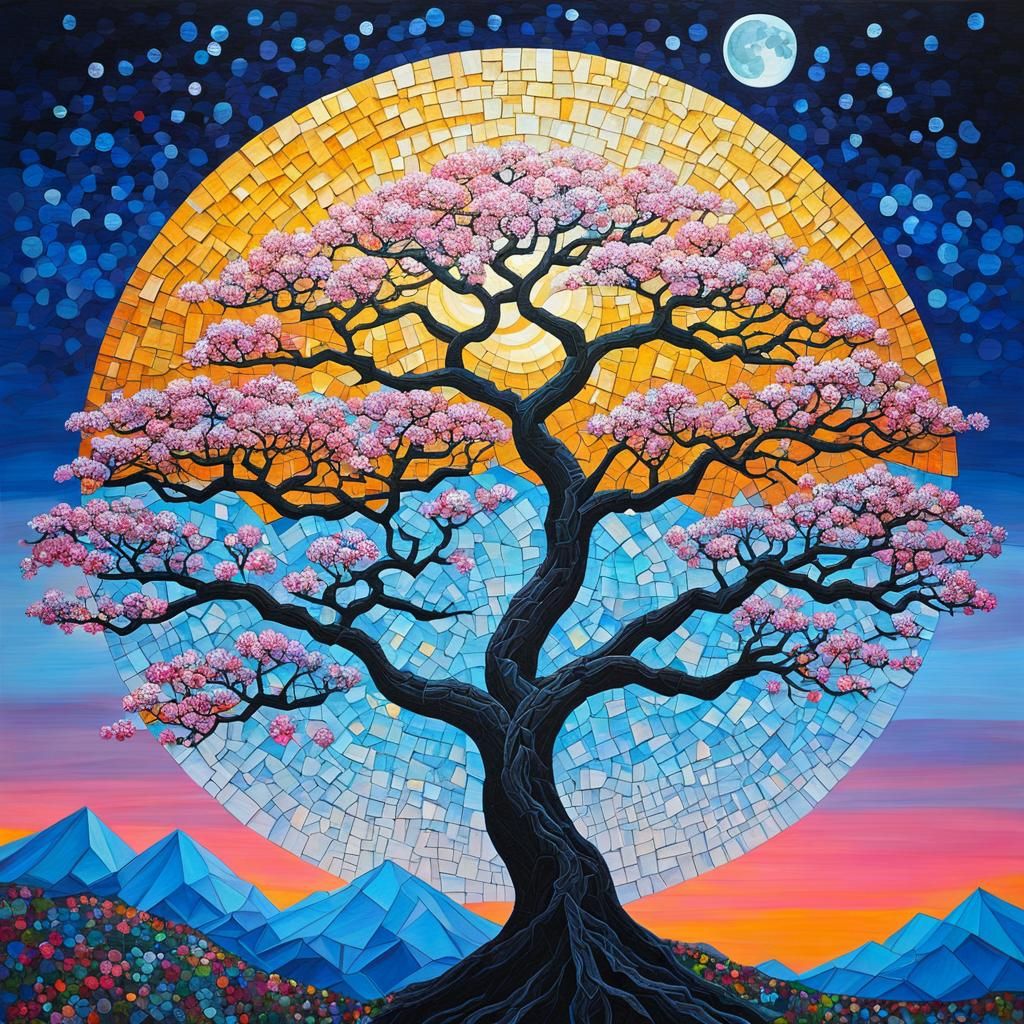 A mosaic sakura tree🌸
