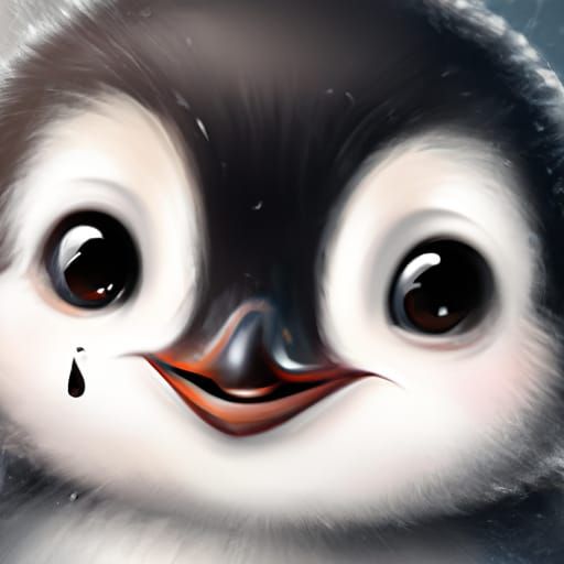 Adorable Chibi Penguin Portrait in Fantasy Style