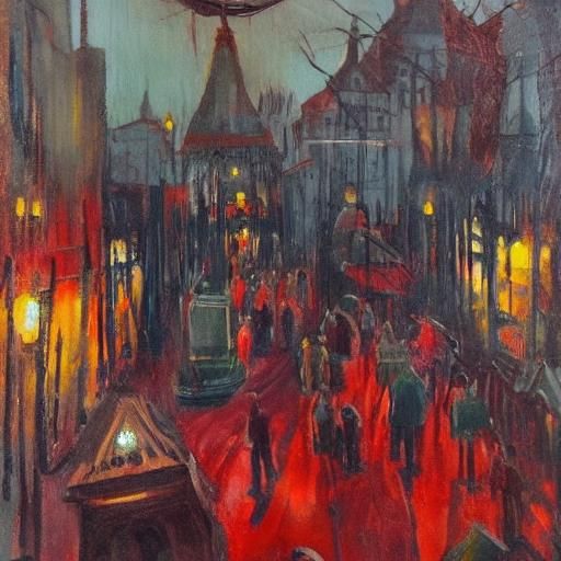 Vampires Feast: Expressionist Street Scene