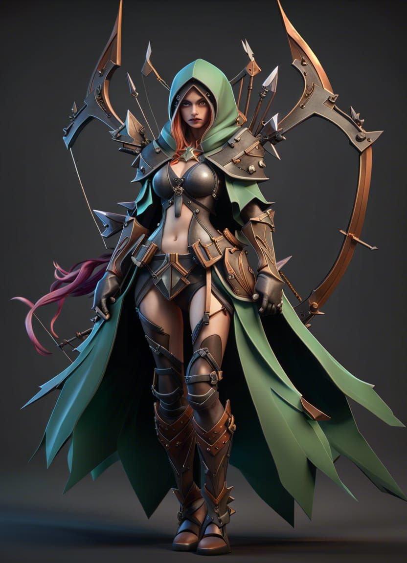 Epic Elven Archer in 3D Game Cinematic Style