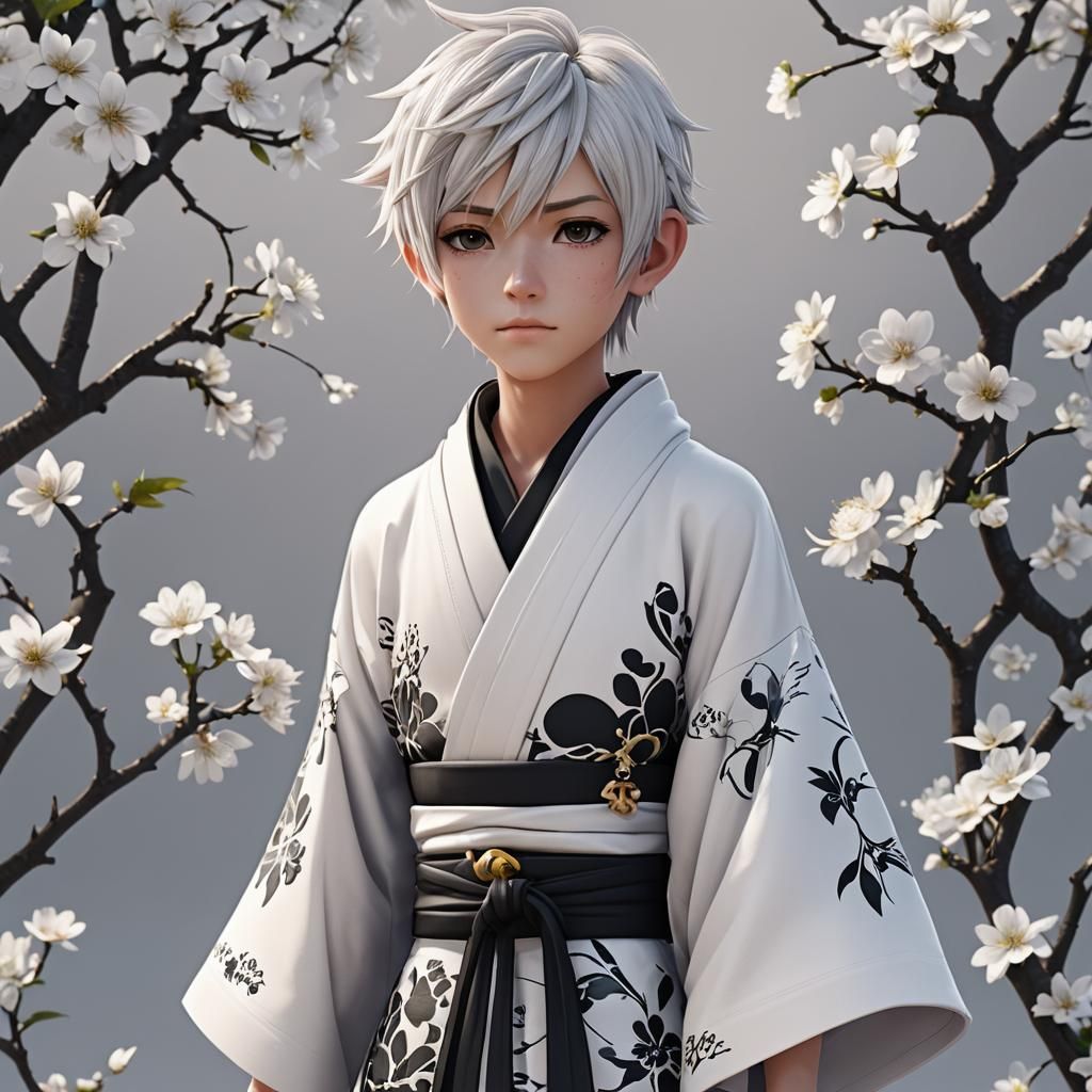 Anime Style Boy in Kimono Concept Art