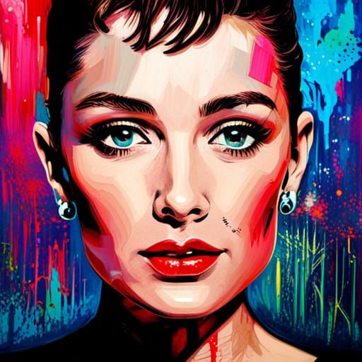 Audrey Hepburn Graffiti Art Portrait