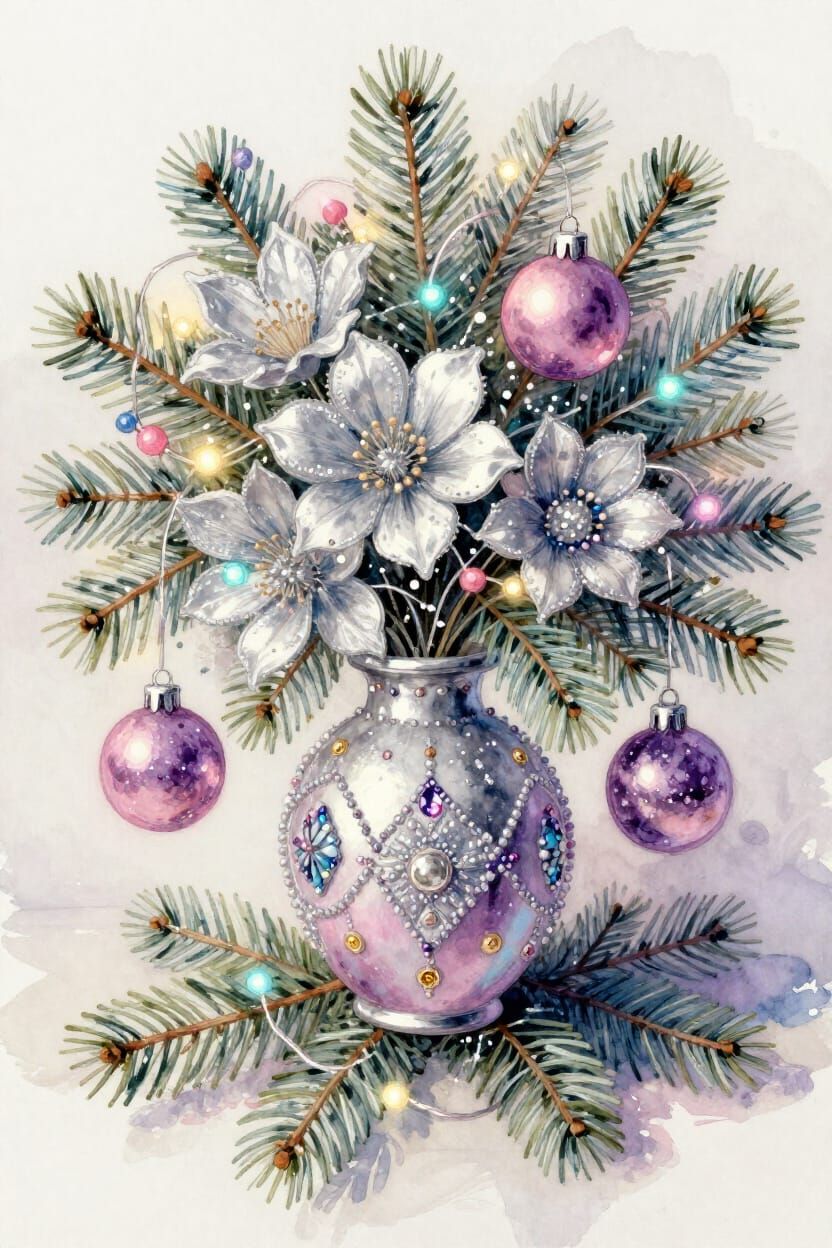 Christmas Ornament Bouquet with Glowing Lights