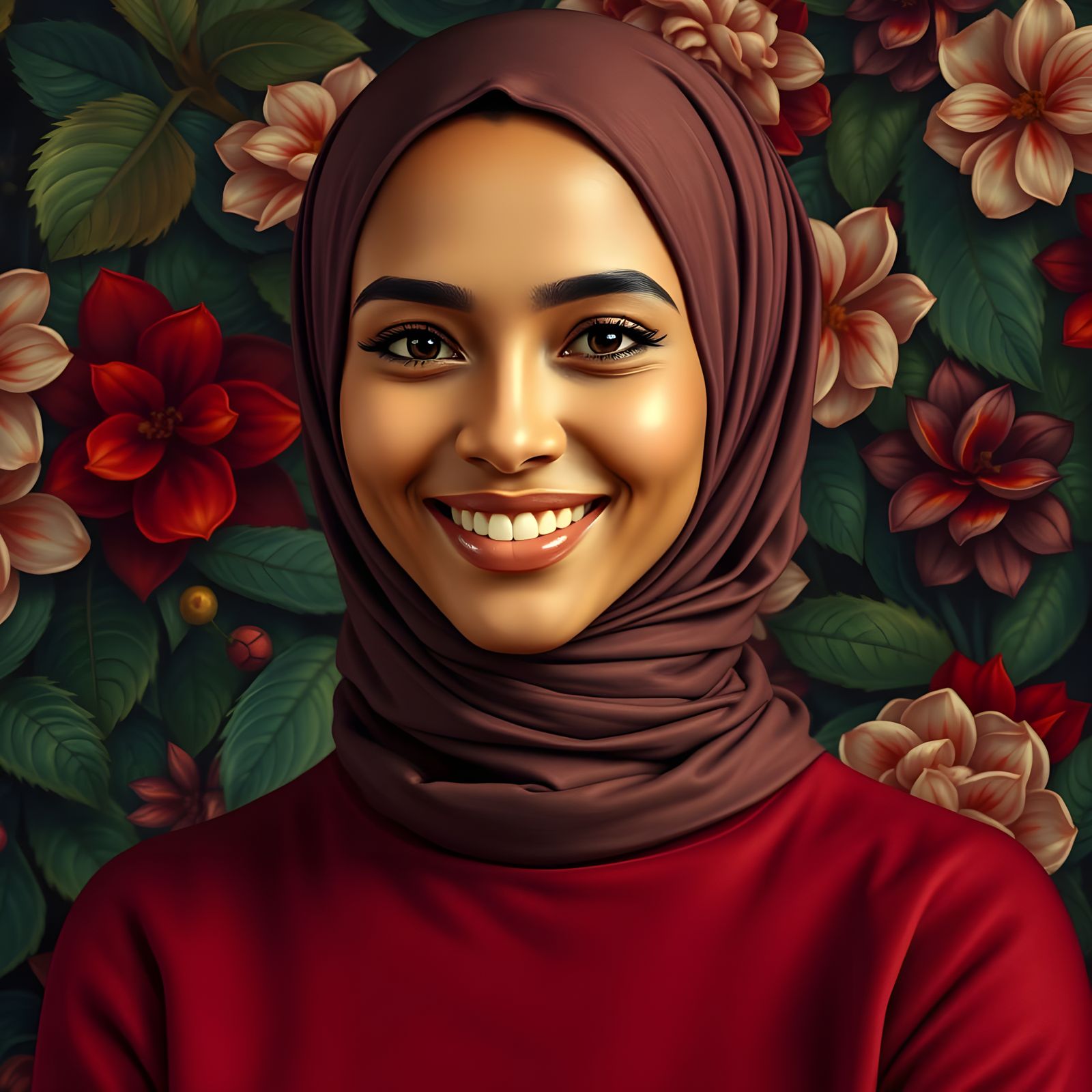 Elegant Hijabi in a 19th-Century Botanical Garden Setting