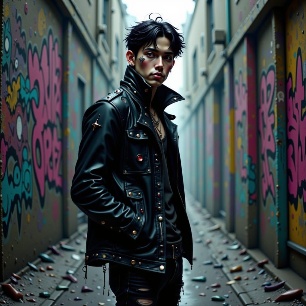 Gritty Cyberpunk Portrait in Dramatic Lighting