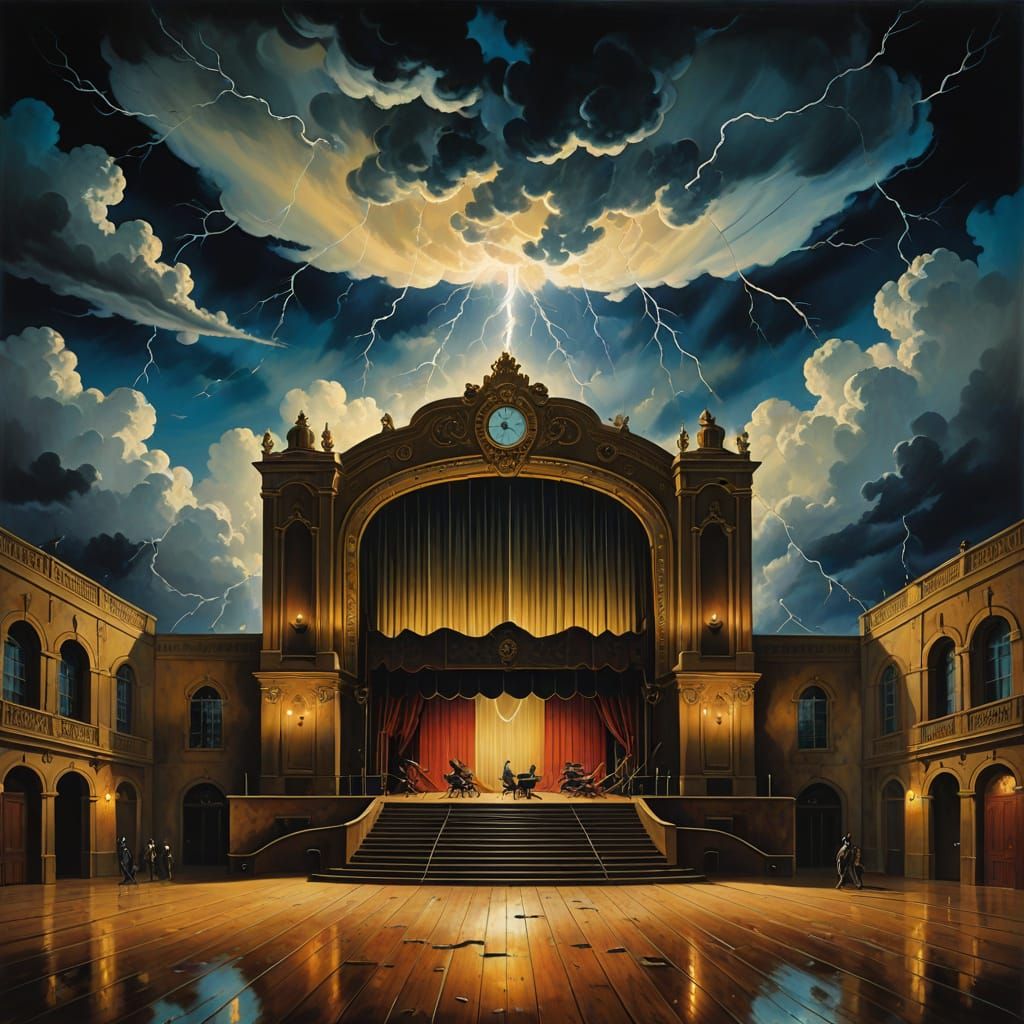 Surreal Music Hall with Lightning Instruments