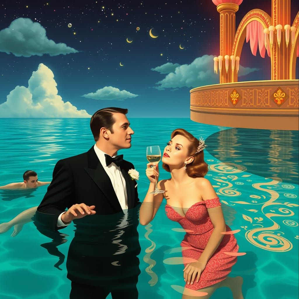 Underwater Prom in Art Deco Surrealism