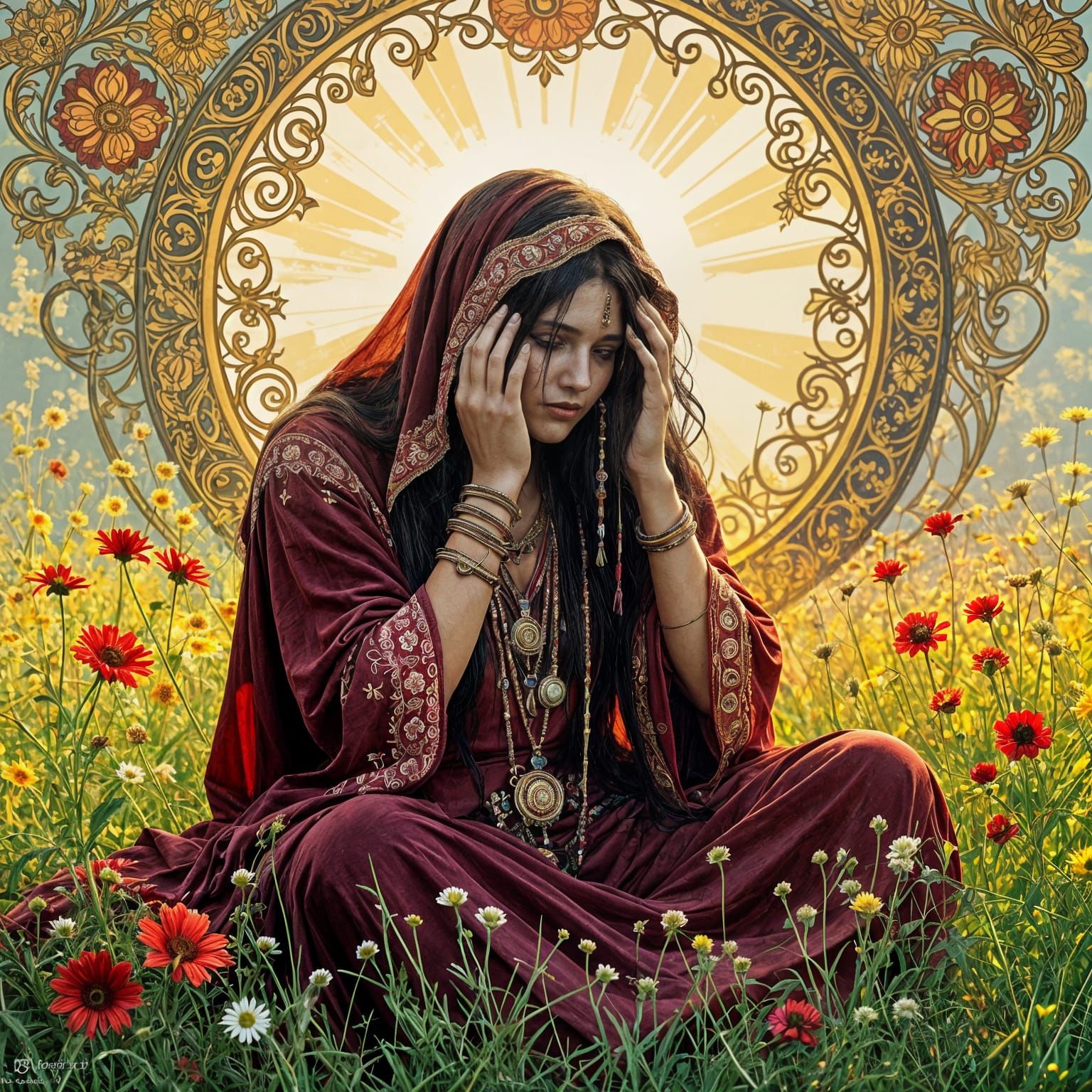 Tomato Shaman Weeping Gasoline Tears in Art Nouveau Style