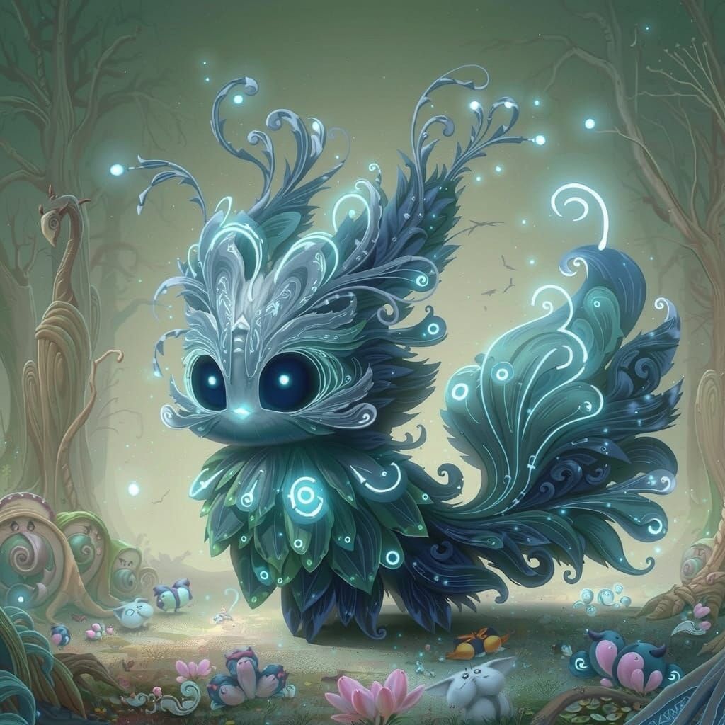 Bioluminescent Creature in Enchanted Forest