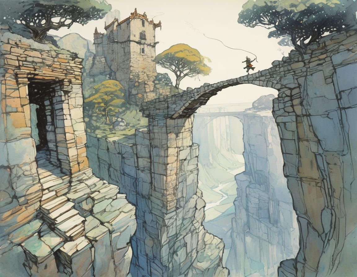 Adventurer's Perilous Canyon Crossing in Triadic Colors