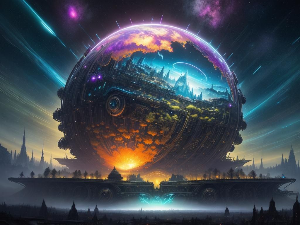 Surreal Alien Overlord in Double Exposure Landscape