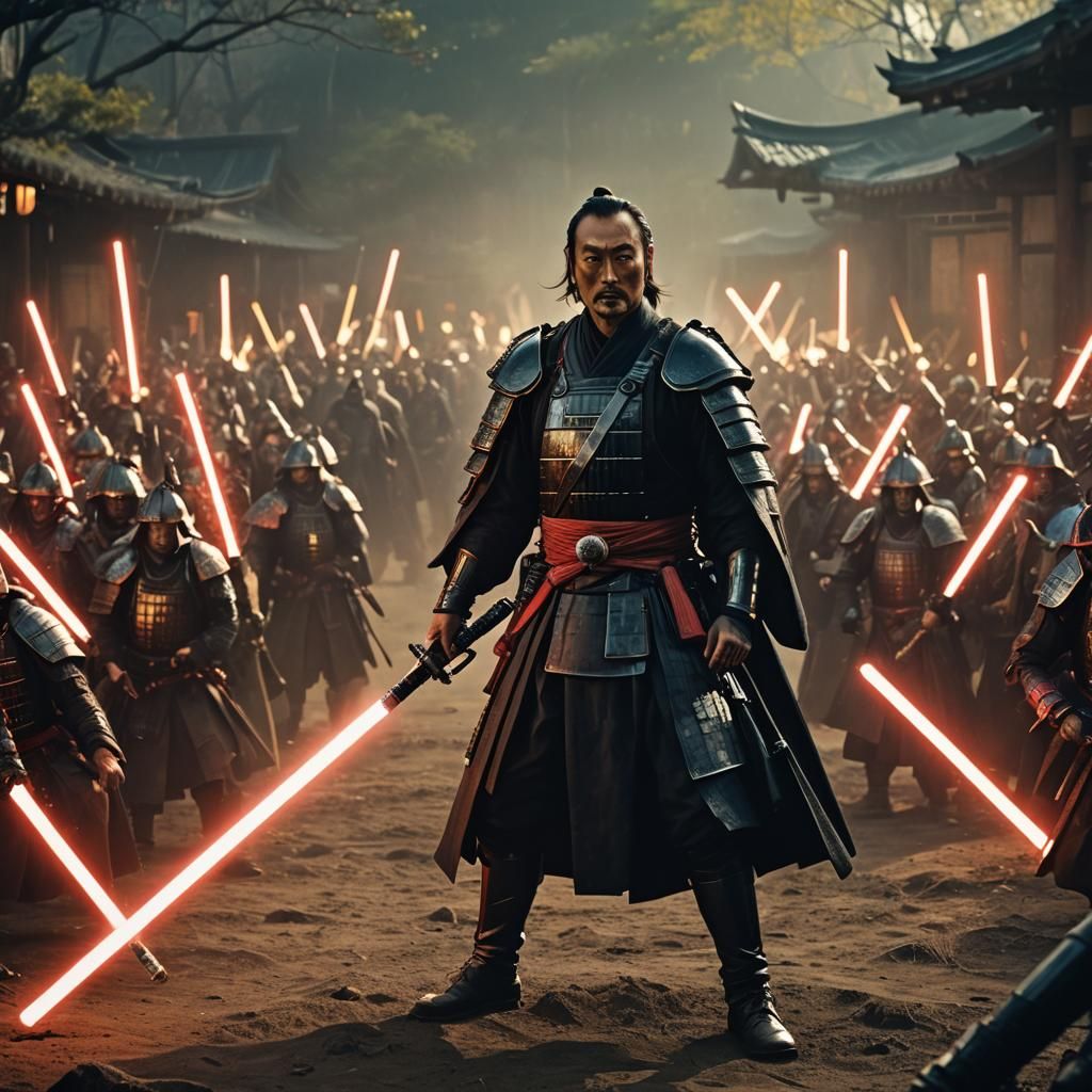 Ken Watanabe as Oda Nobunaga with Lightsabers