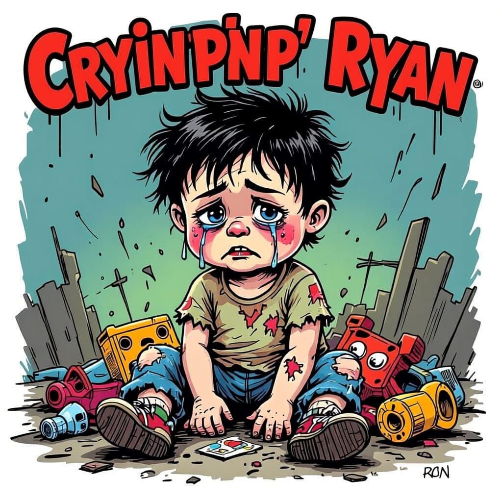 Weeping Kid Inspired by Garbage Pail Kids Style