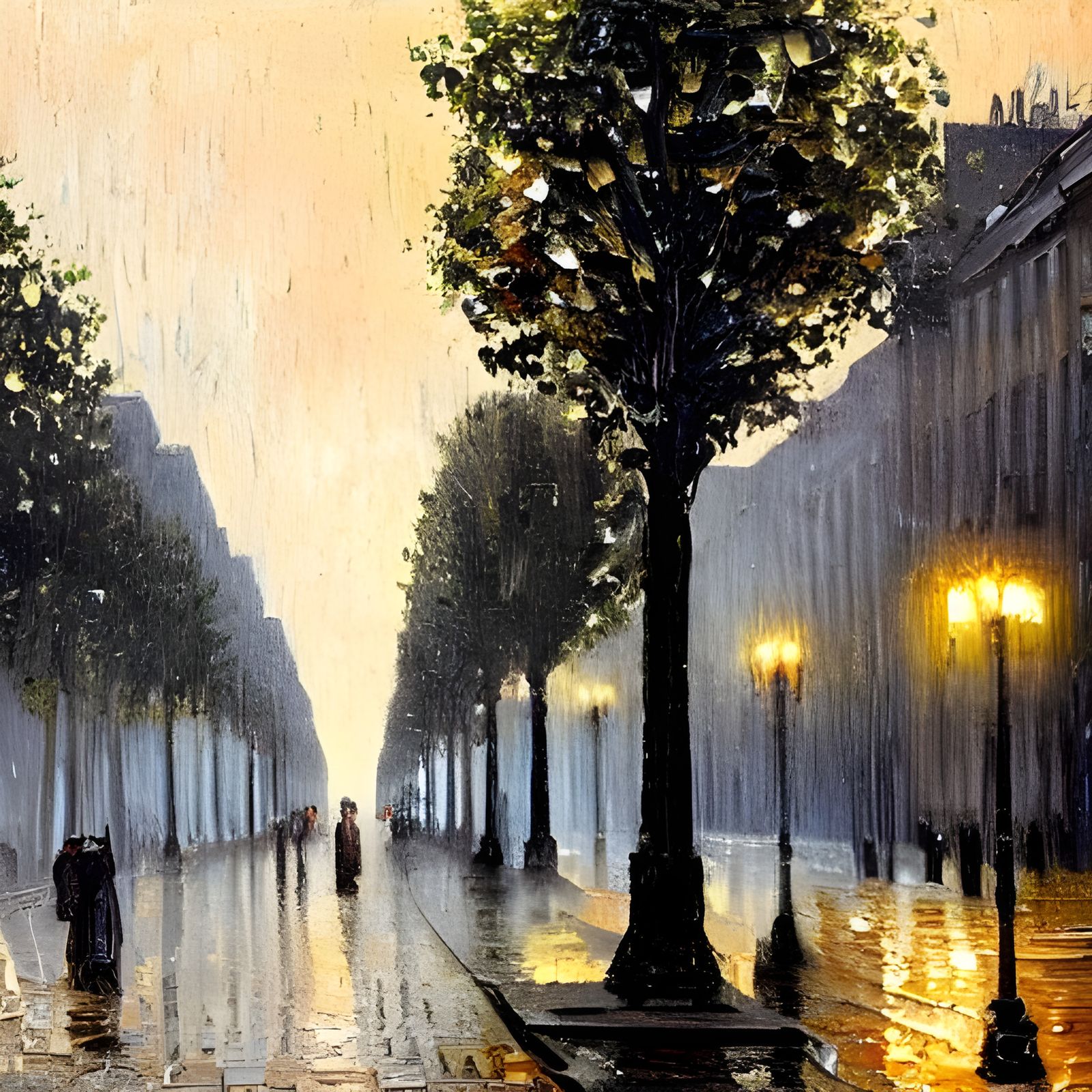 Arc de Triomphe: Rainy Day Oil Painting