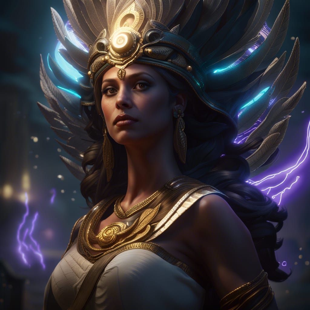 Hera with Powerful Aura: Dark Fantasy Art