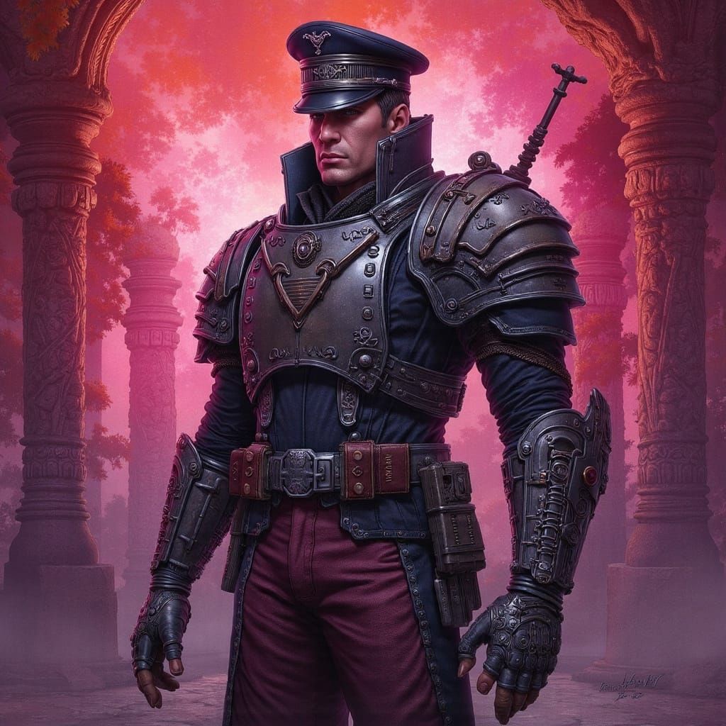 Warhammer Space Marine in Retrofuturistic Armor