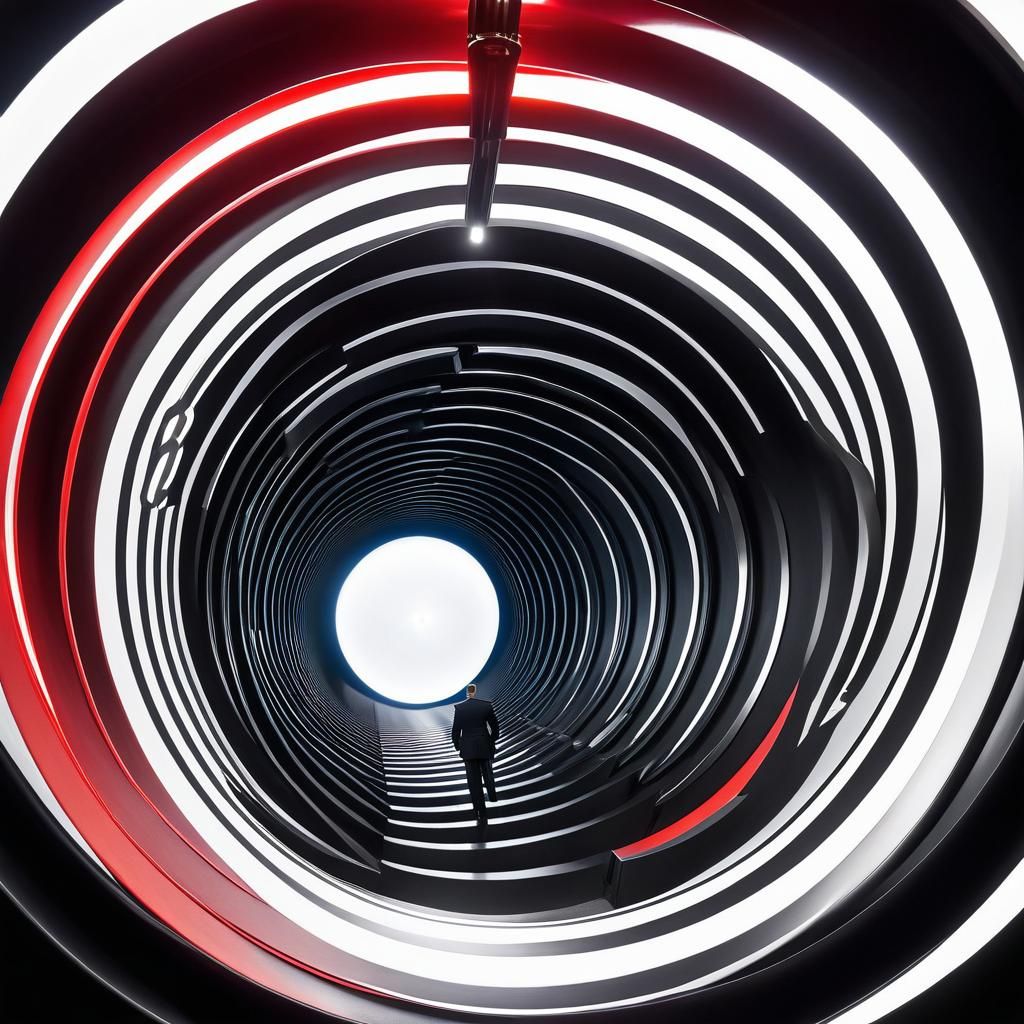 James Bond 007  holding a gun, being chased down Optical Ill...