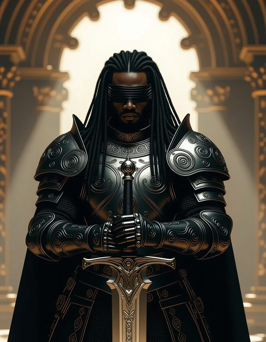 Afrofuturistic Knight in Renaissance Style