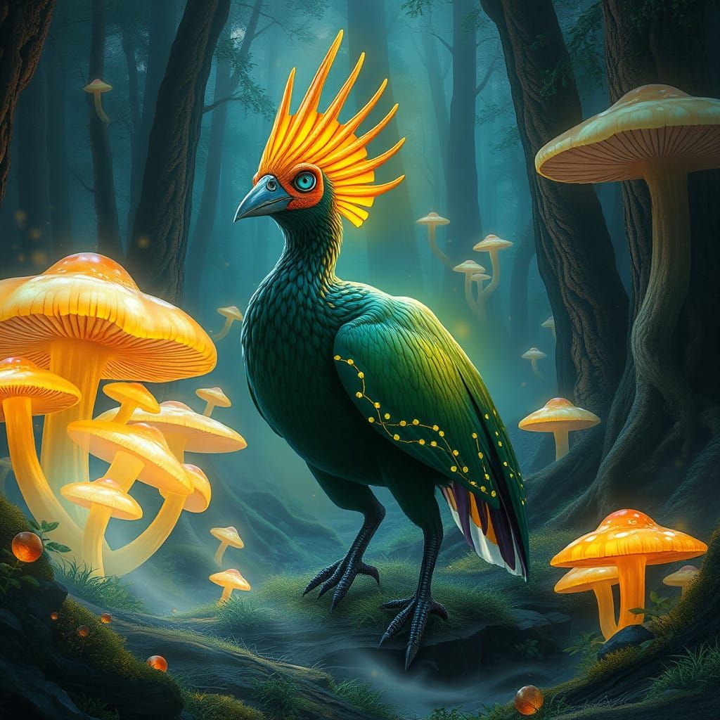 Surrealist Goddess Emerges in Vibrant, Biomechanical Forest