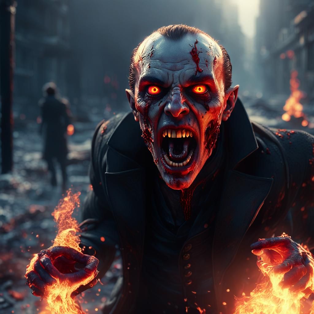 Vampire Burns in Sunlight: Horror Concept Art