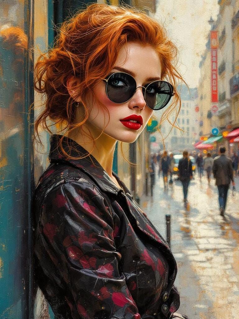 Redhead in Paris: Impressionistic Encaustic Art