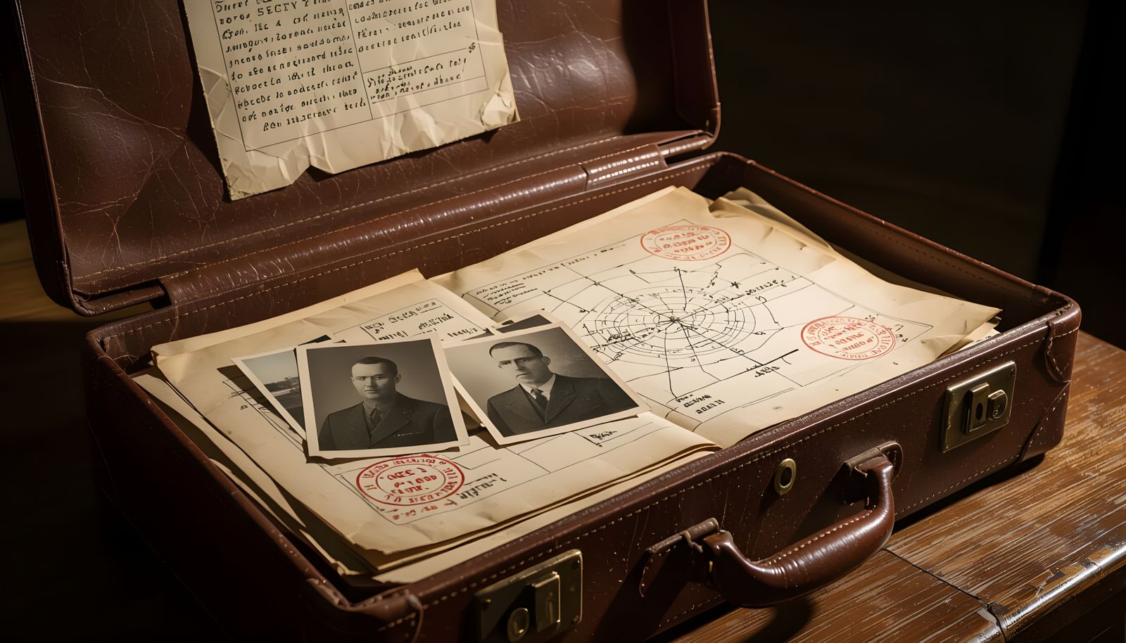 Intriguing View Inside a Weathered Leather Briefcase