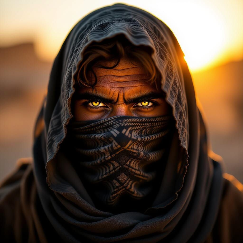 Cinematic Portrait of Nomadic Figure in Dramatic Light