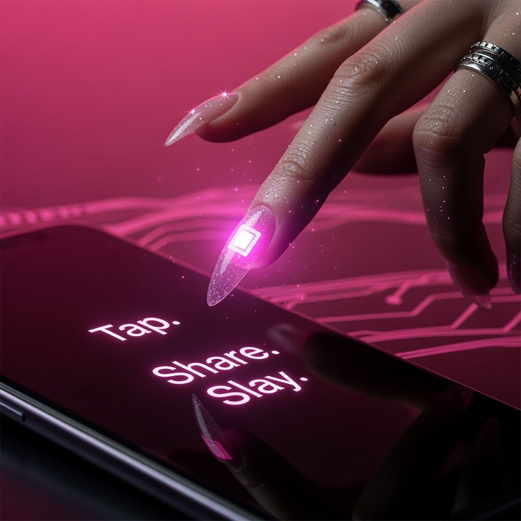 Glamorous NFC Nail Tapping Smartphone in Futuristic Style