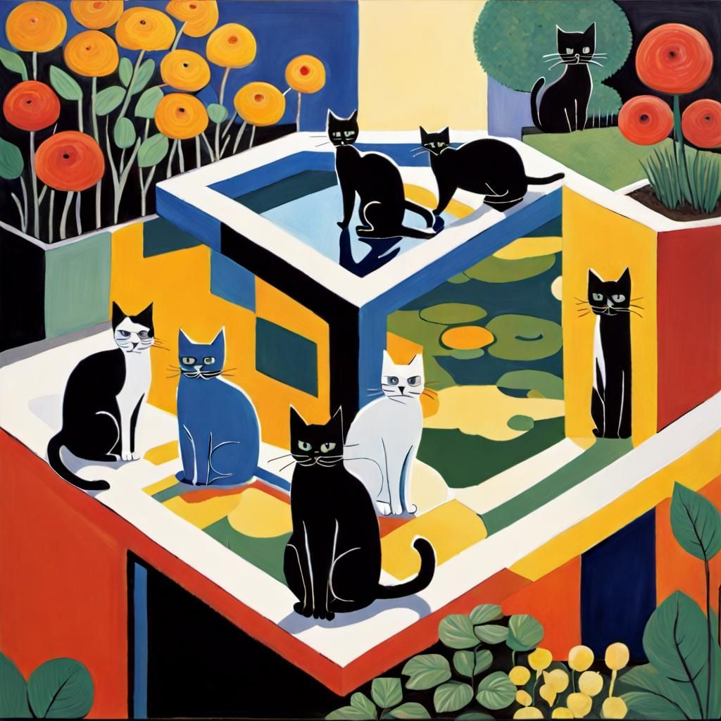 cubist painting, Neo-Cubism, layered, art deco painting, Dribbble, geometric , layered maximalism; V-Ray, Unreal Engine...