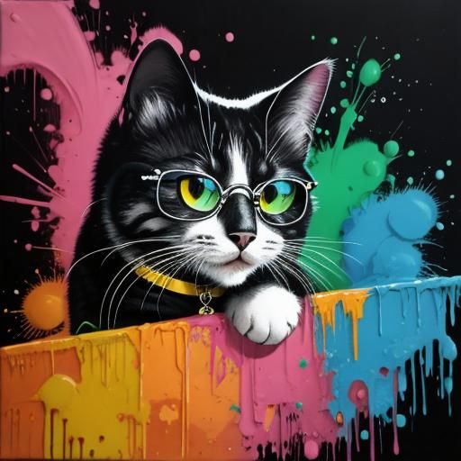 Cool Cat in Sunglasses Graffiti Art