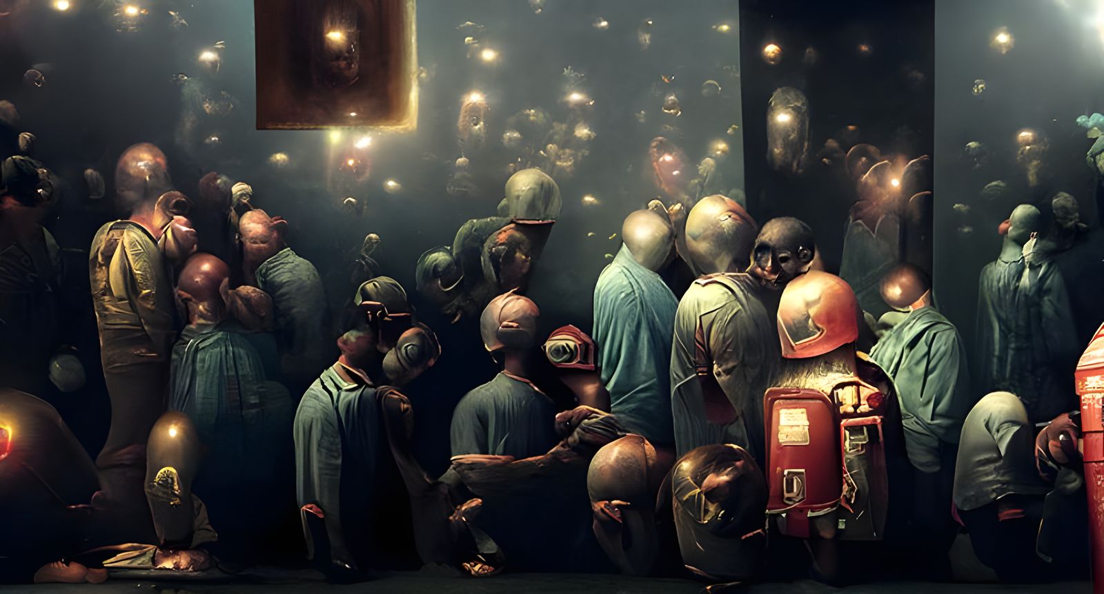 God Created From Machine: Dystopian Vintage Illustration